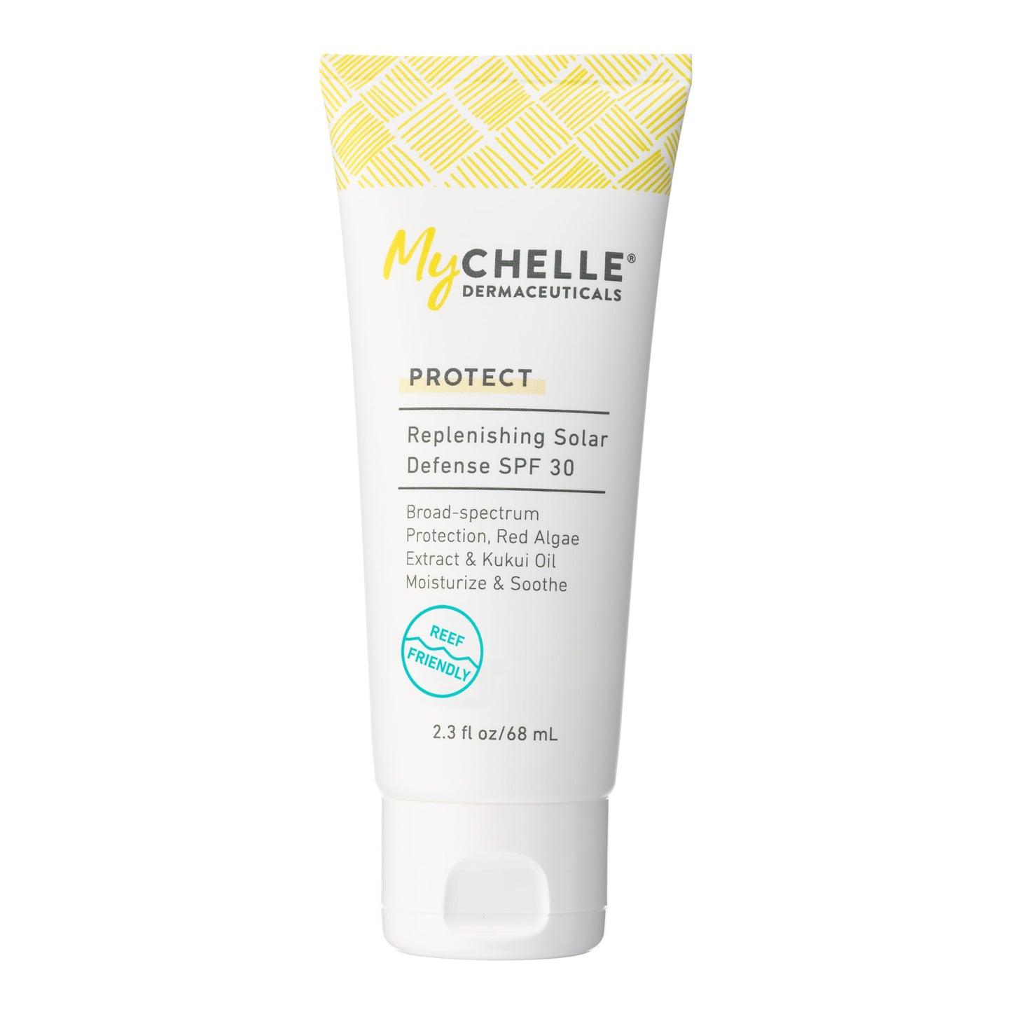 MyCHELLE Dermaceuticals Solar Defense SPF 30 (2.3 Fl Oz) - Moisturizing Reef Safe Sunscreen with Red Algae Extract and Kukui Oil - Travel Size Zinc