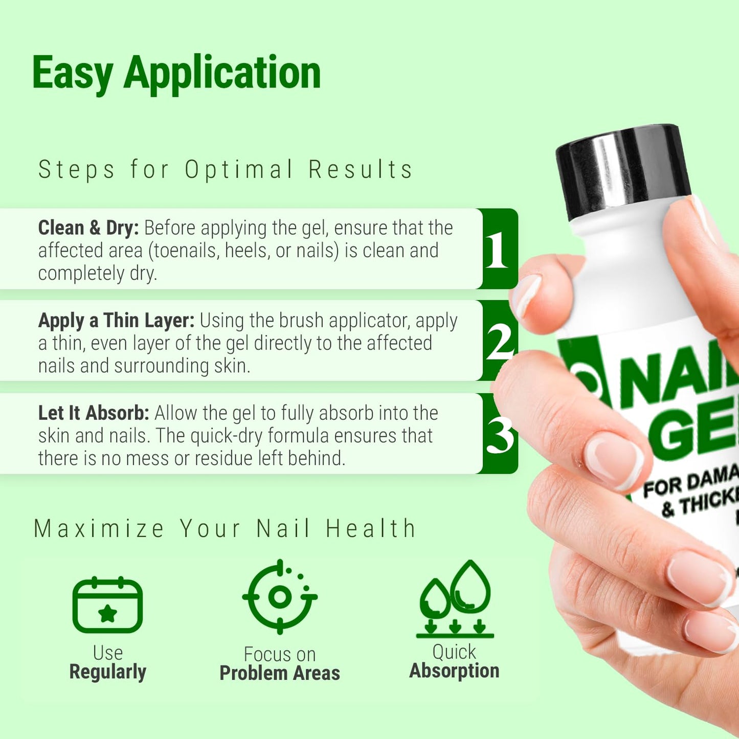 Urea Nail Gel - Softens Cracked Heel Calluses & Thick Toenails - Repairs Damaged, Yellow, Discolored Nails - Highly Effective & Quick-Dry Fingernails