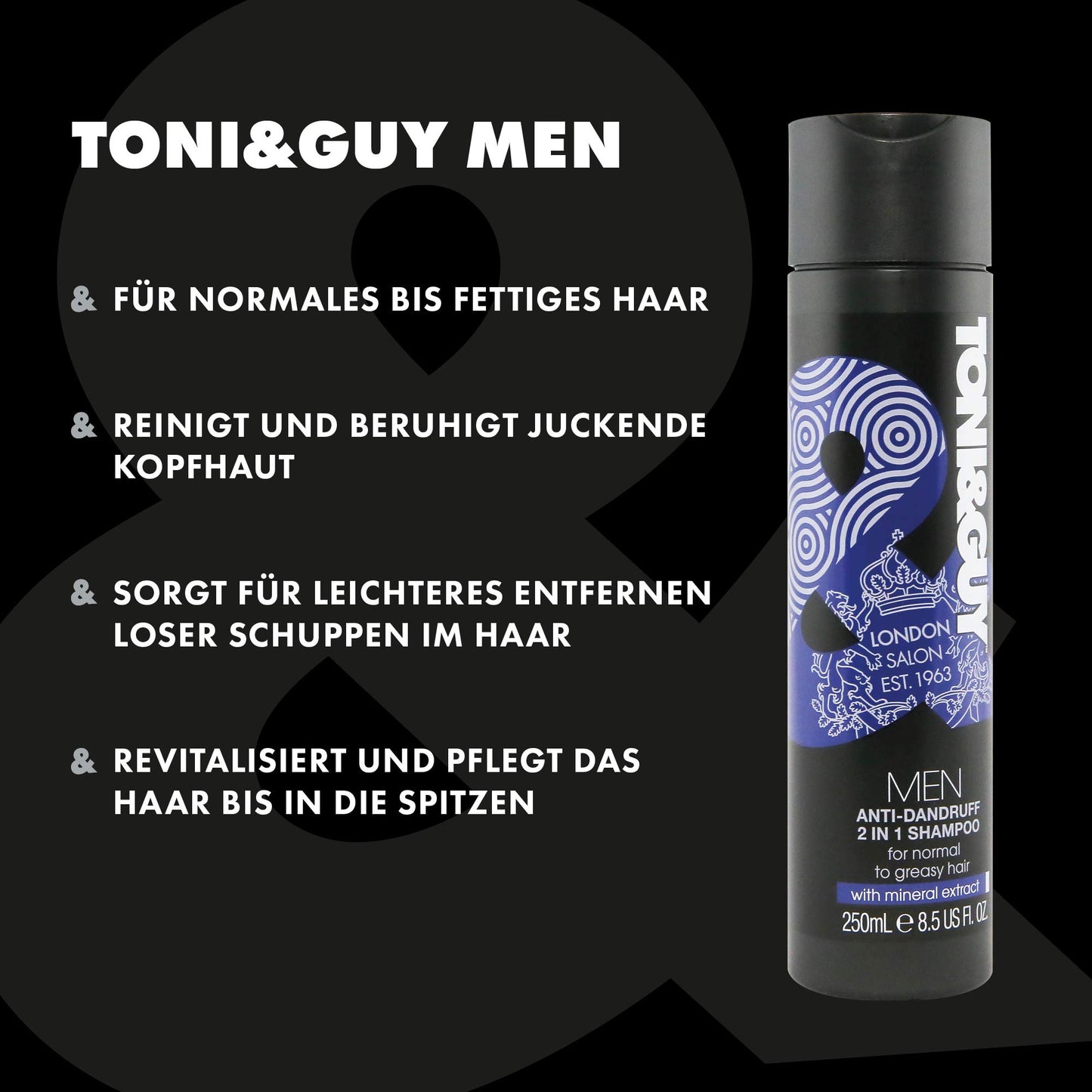 Men by Toni & Guy 2 In 1 Anti-Dandruff Shampoo & Conditioner 250ml
