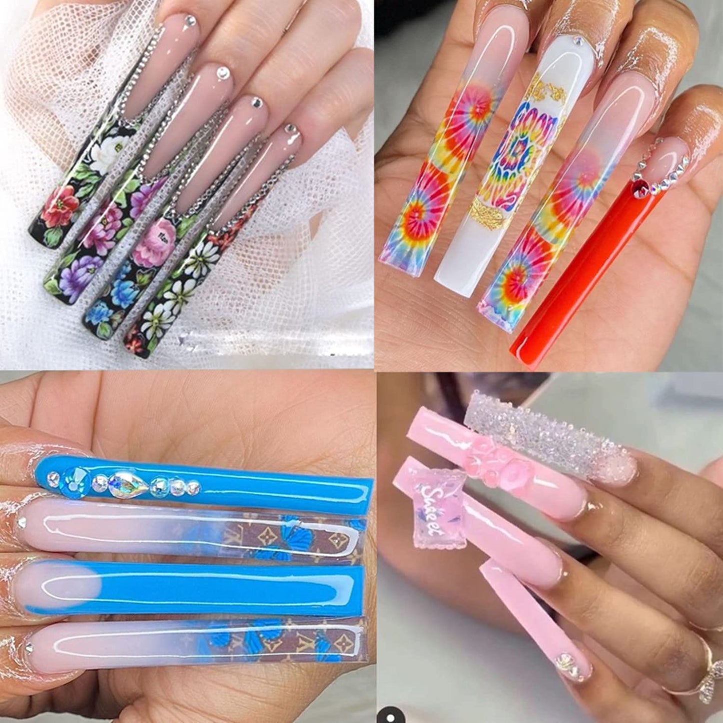 Yimart 500pcs No C Curve XXXL Square Straight False Nail Tips - Half Cover Clear Natural Extra Long Fake Nails (Skin color)
