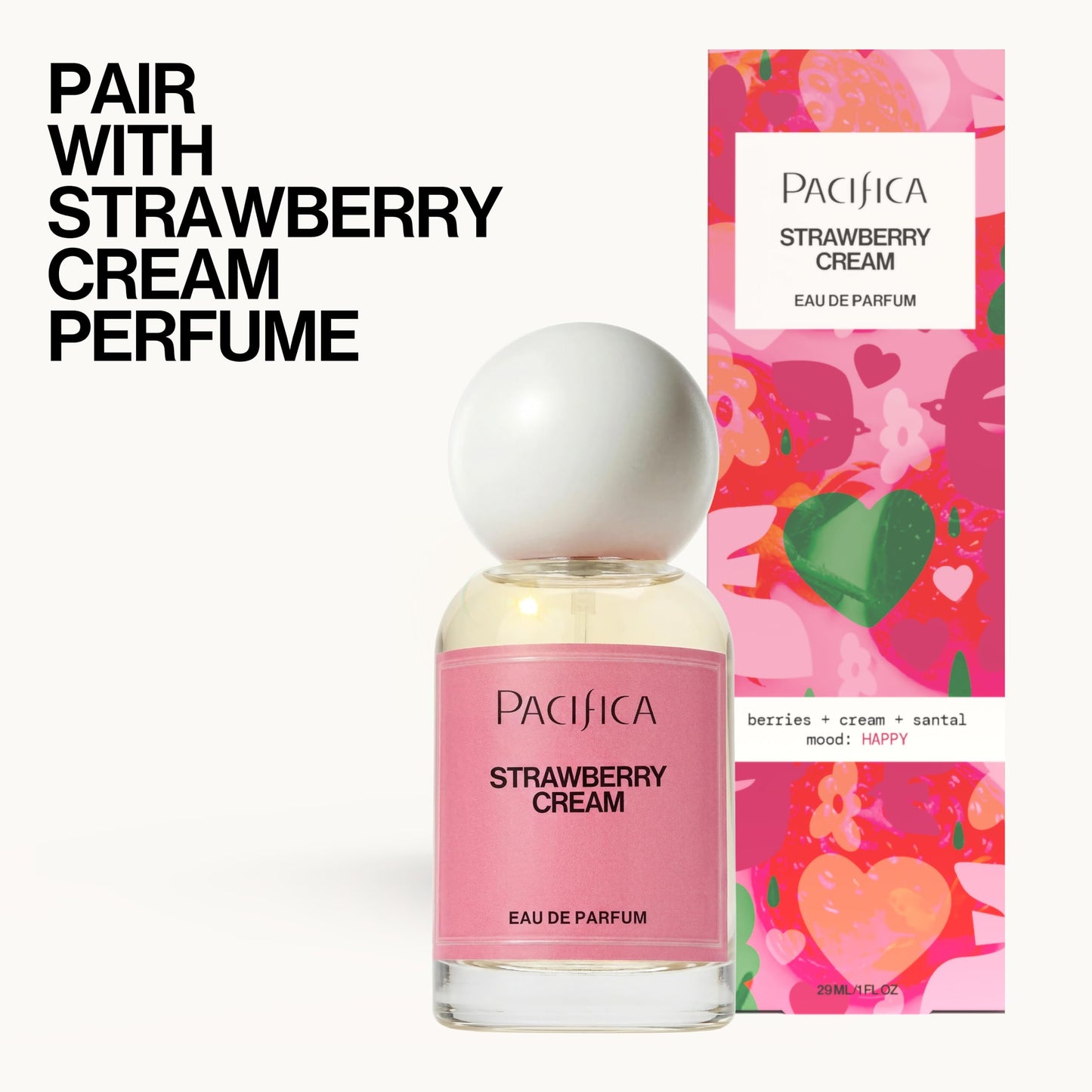 Pacifica Strawberry Cream Fruity Body Mist for Women - Sweet Strawberry Vanilla Cream Fragrance Spray, Hydrating, Odor Neutralizing, Vegan