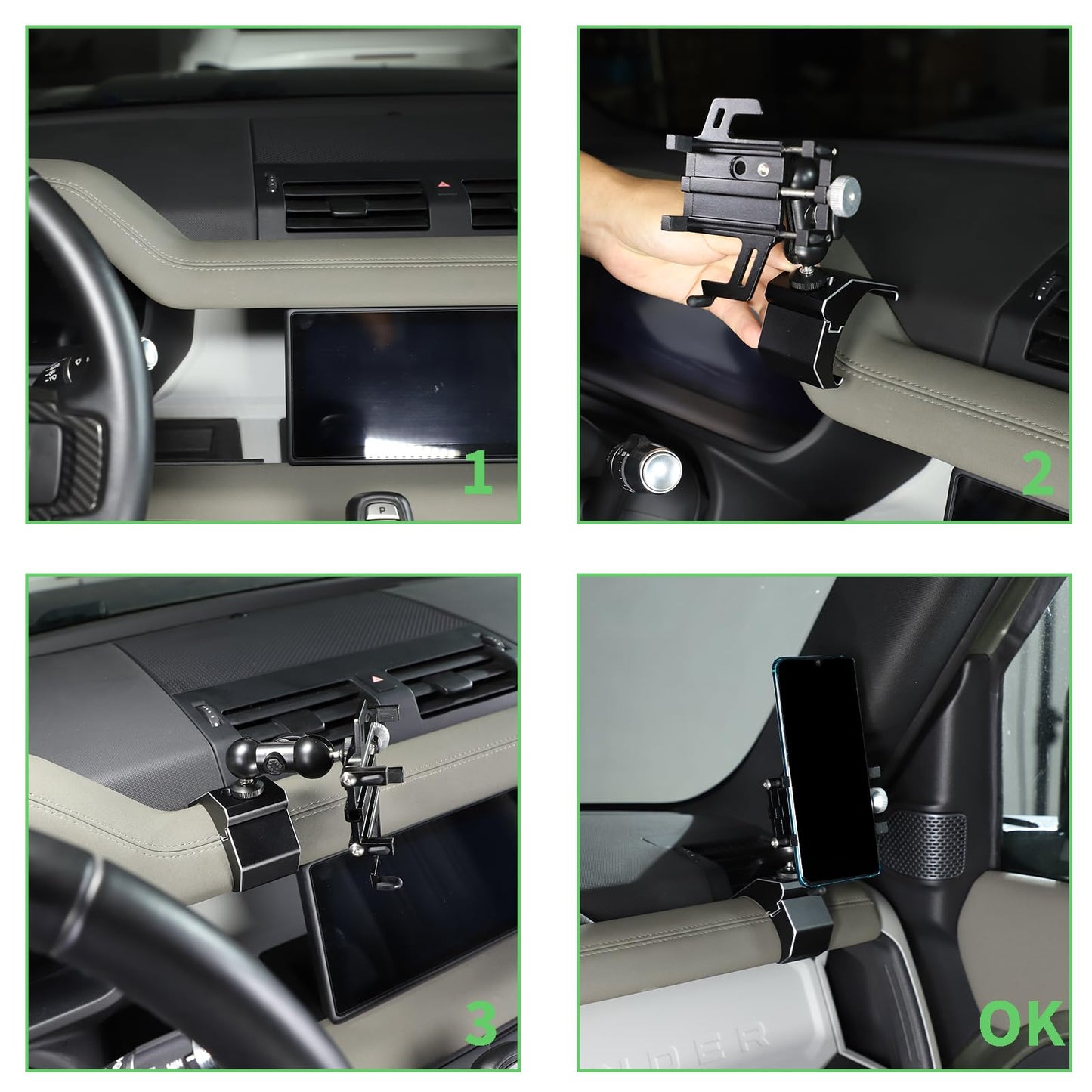 PIUGILH Car Phone Holder Compatible with Land Rover Defender 90 110 130 2020-2023 Accessories, Center Console Dash Board Phone Mount Holder(Model B)