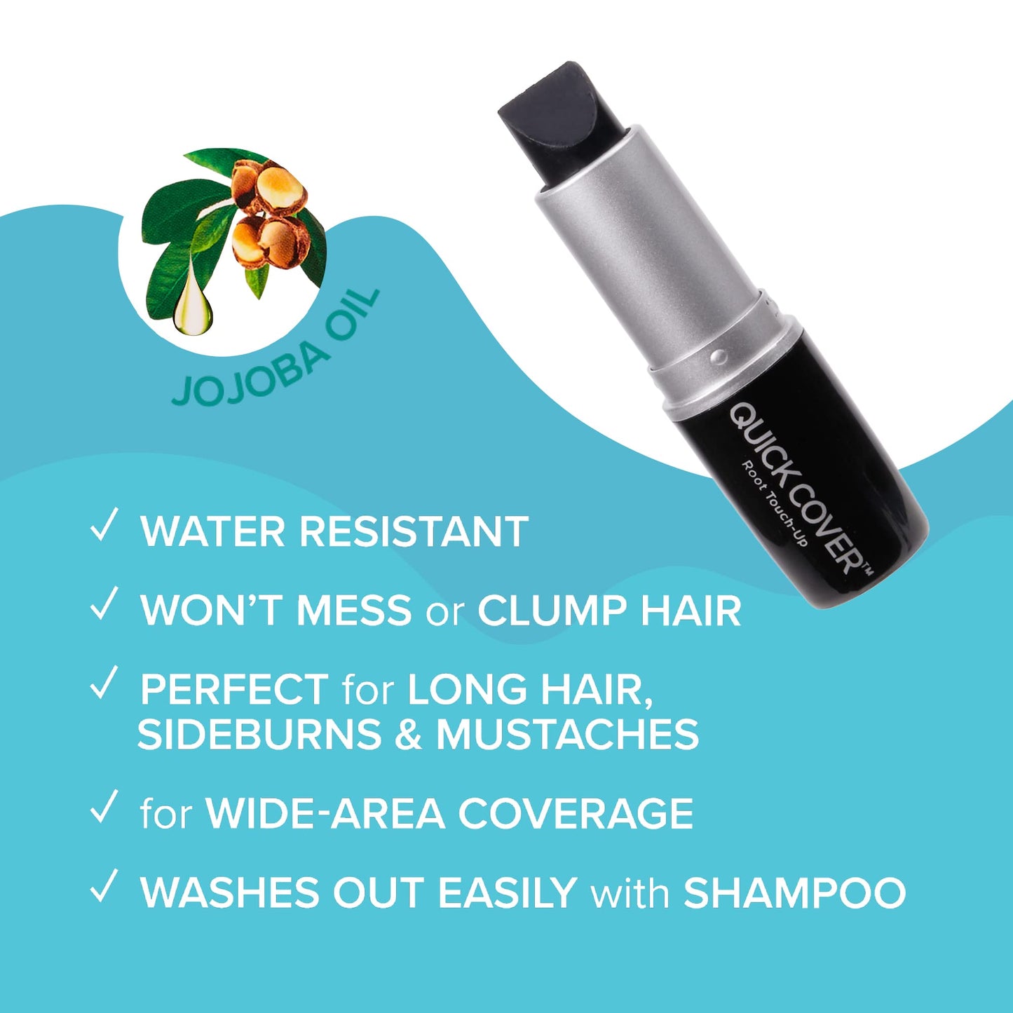 RED by Kiss Quick Cover Root Touch Up Stick, Water-Resistant Temporary Gray Hair Concealer with Brush for Roots and Beard, Long-Lasting Coverage, Easy