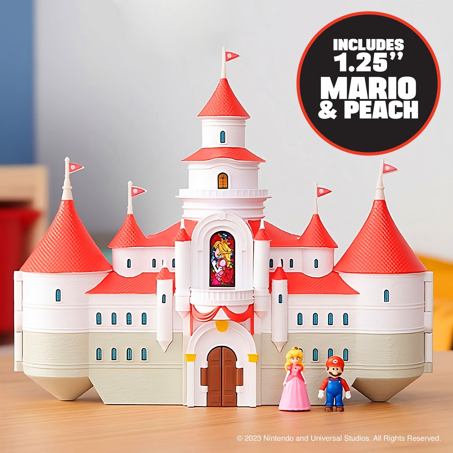 Super Mario Bros. Movie Mushroom Kingdom Castle Playset – Includes 1.25" Mario & Princess Peach Figures, Interactive Training Grounds, Ages 3+