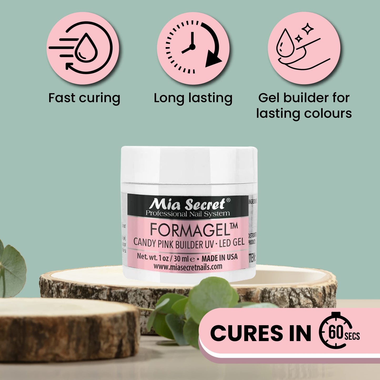 Mia Secret Nudes 1oz Formagel Gel Nail Builder - UV Led Gel - Cover Blush - Cover Tan - Candy Pink Pick Yours (Candy Pink) Beauty & Personal Care Mia Secret