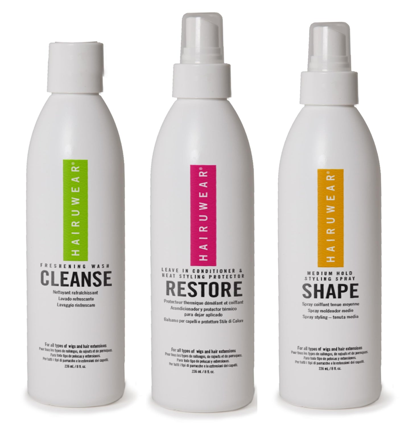 Wig Care Shampoo & Conditioner Kits: 8oz Cleanse, Rstore, Curl, or Control, Wide Tooth Comb or Wig Stand (8oz Cleanse, Restore, Shape)