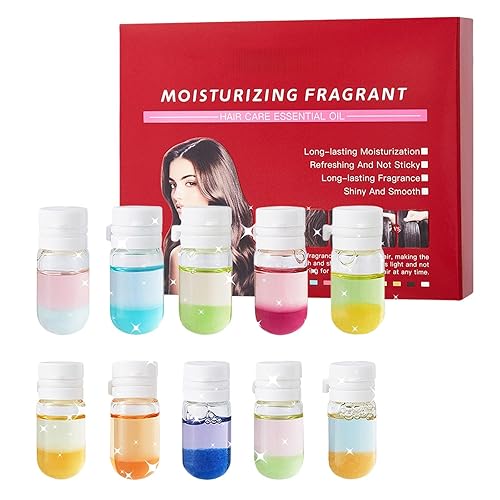 TUOSHITONG Hair Perfume Oil, 2 in 1 Mini Hair Treatment Oil & Hair Perfume, 10Pcs Hairs Serum Capsules, No Rinse Nourishing Moisturizing Shining