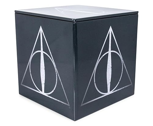 Harry Potter Deathly Hallows 4-Inch Tin Storage Box Cube Organizer with Lid | Basket Container, Cubby Cube Closet Organizer, Home Decor Playroom…