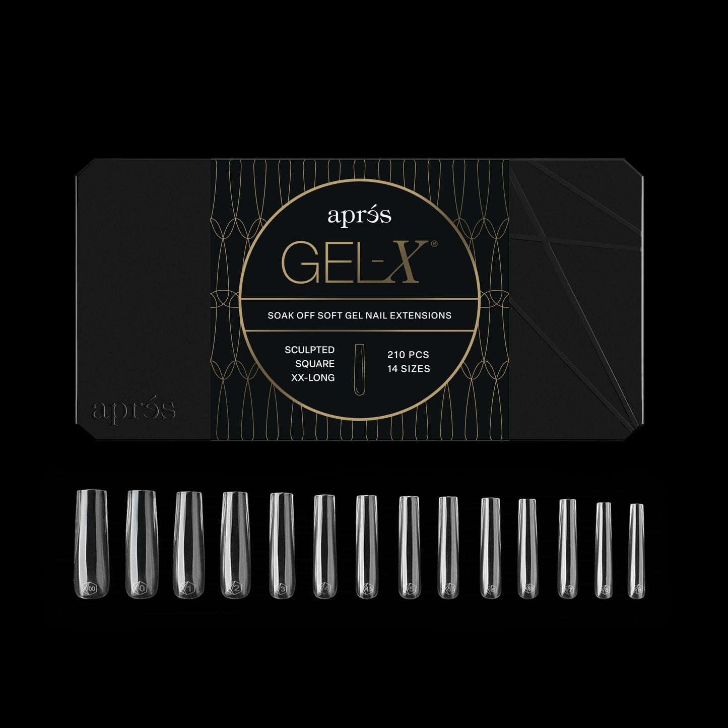 Aprés Gel-X Sculpted Box of Nail Tips, 14 Sizes 00-9, Soft Tip Box (210pcs) (Sculpted Square Extra Extra Long, 210) Beauty & Personal Care APRÉS
