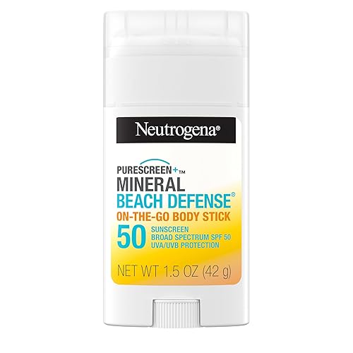 Neutrogena Purescreen+ Mineral Beach Defense On-The-Go Body Sunscreen Stick with Broad Spectrum SPF 50, Water Resistant UVA/UVB Protection, Absorbs