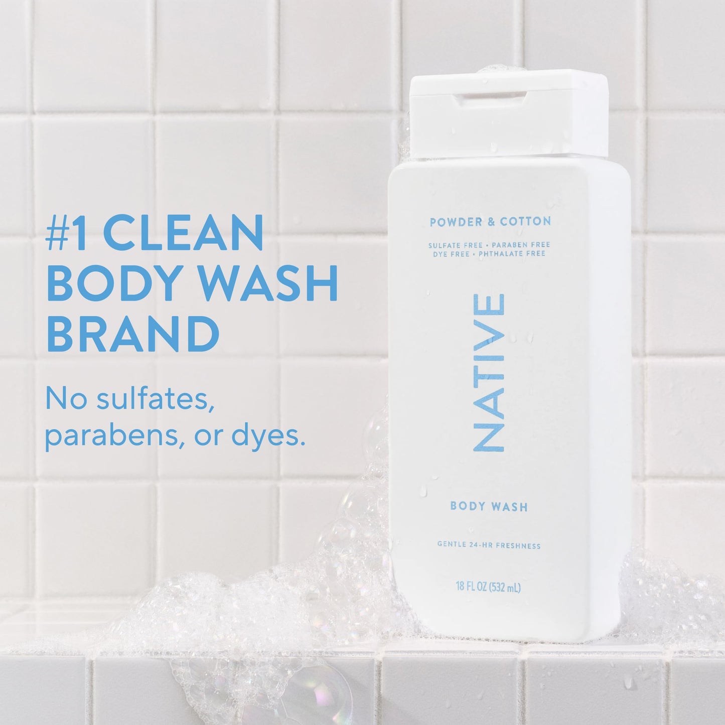 Native Body Wash Contains Naturally Derived Ingredients | For Women & Men, Sulfate, Paraben, & Dye Free Leaving Skin Soft and Hydrated |Powder Beauty & Personal Care Native