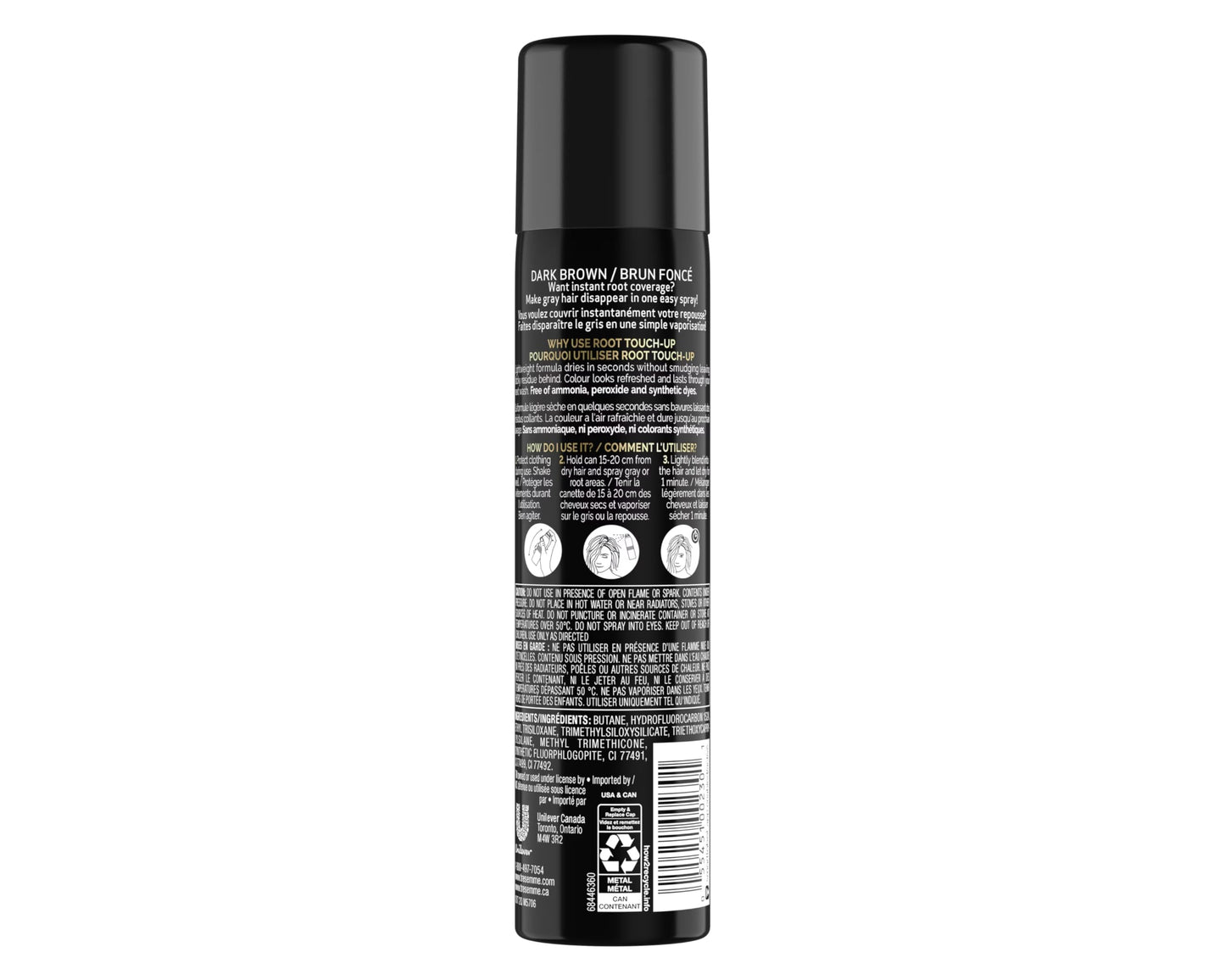 Tresemme Root Touch - Up Temporary Hair Color Spray Dark Brown 2.5 oz (Pack of 2)