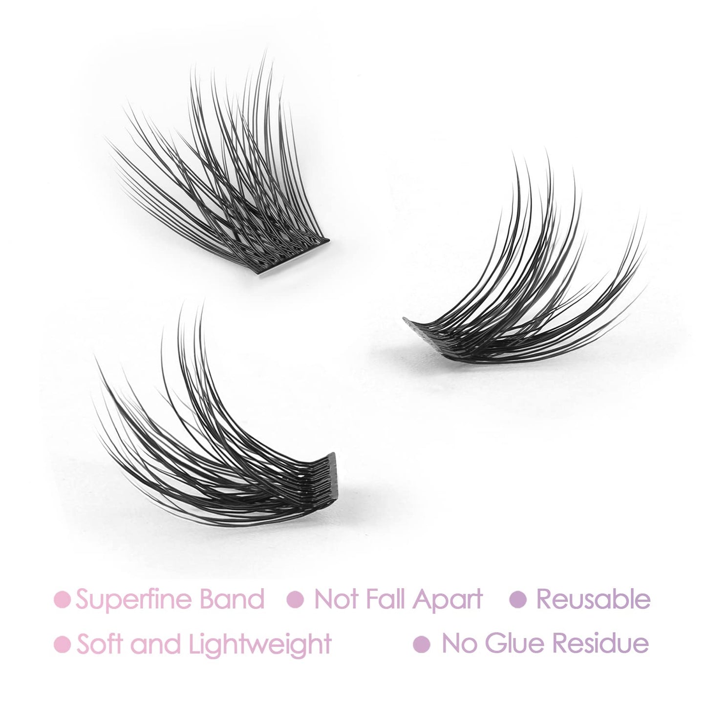 DIY Eyelash Extension, Individual Lashes, 3D Effect Reusable 40 Cluster Lashes, C Curl Fluffy Wispy Individual Eyelash Clusters for Home Eyelash