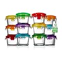 NutriChef 24-Piece (12 Glass Food Storage Containers and 12 Lids), 4.48oz Mini Stackable Meal Prep Round Containers - Microwave, Freezer…