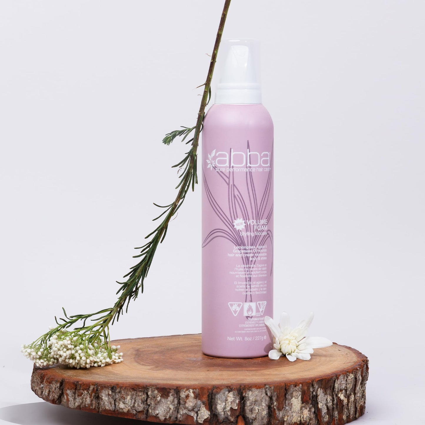 ABBA - Pure Volume Foam Styling Mousse - Grapefruit & Lemongrass, 8 fl oz