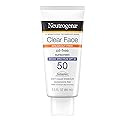 Neutrogena Clear Face Liquid Lotion Sunscreen for Acne-Prone Skin, Broad Spectrum SPF 50 UVA/UVB Protection, Oil-, Fragrance- & Oxybenzone-Free Facial