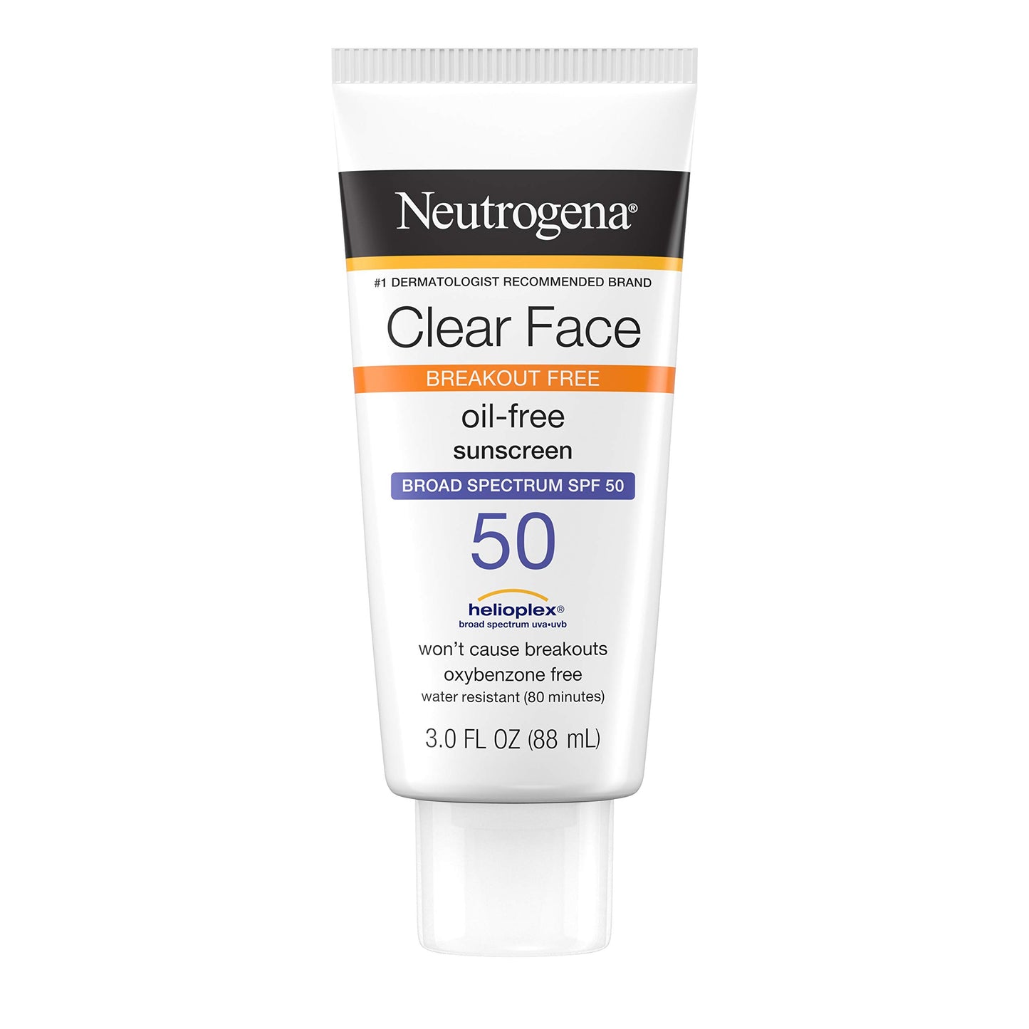 Neutrogena Clear Face Liquid Lotion Sunscreen for Acne-Prone Skin, Broad Spectrum SPF 50 UVA/UVB Protection, Oil-, Fragrance- & Oxybenzone-Free Facial