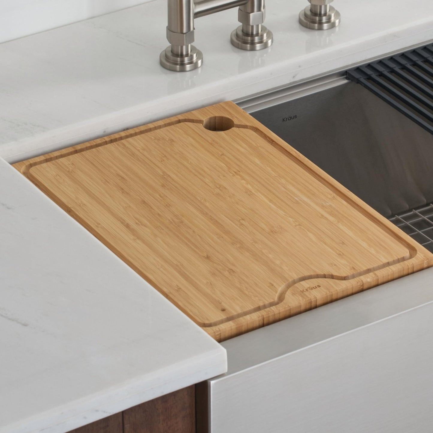 Kraus Kore Solid Bamboo Cutting Board for Workstation Kitchen Sink (16 3/4 in. x 12 in.), KCB-WS103BB