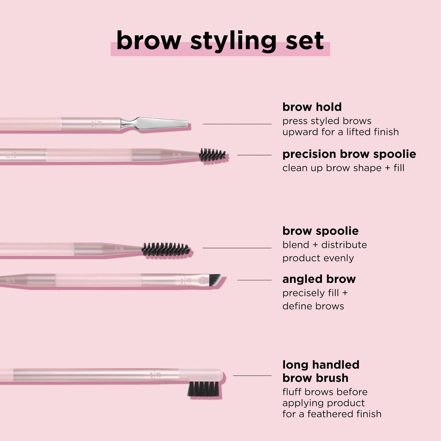 Real Techniques Brow Styling Set, For Lifting Brows, Fill & Style, Dual-ended Makeup Brushes, Full Kit for Eyebrows, Get Full, Laminated, or Natural