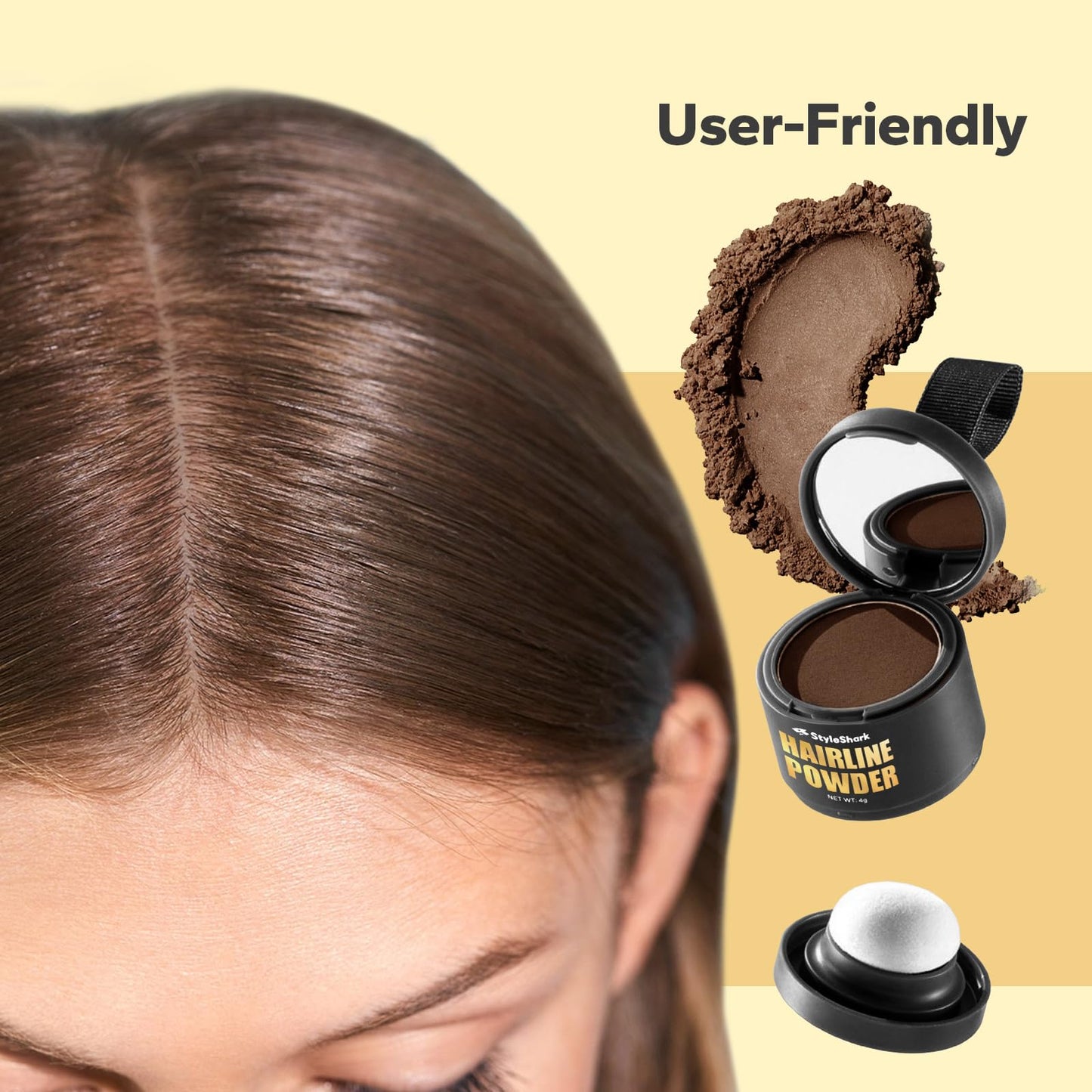 StyleShark Hairline Powder - Sweatproof Root Touch Up and Hair Thinning Cover Up for Women and Men (Auburn)