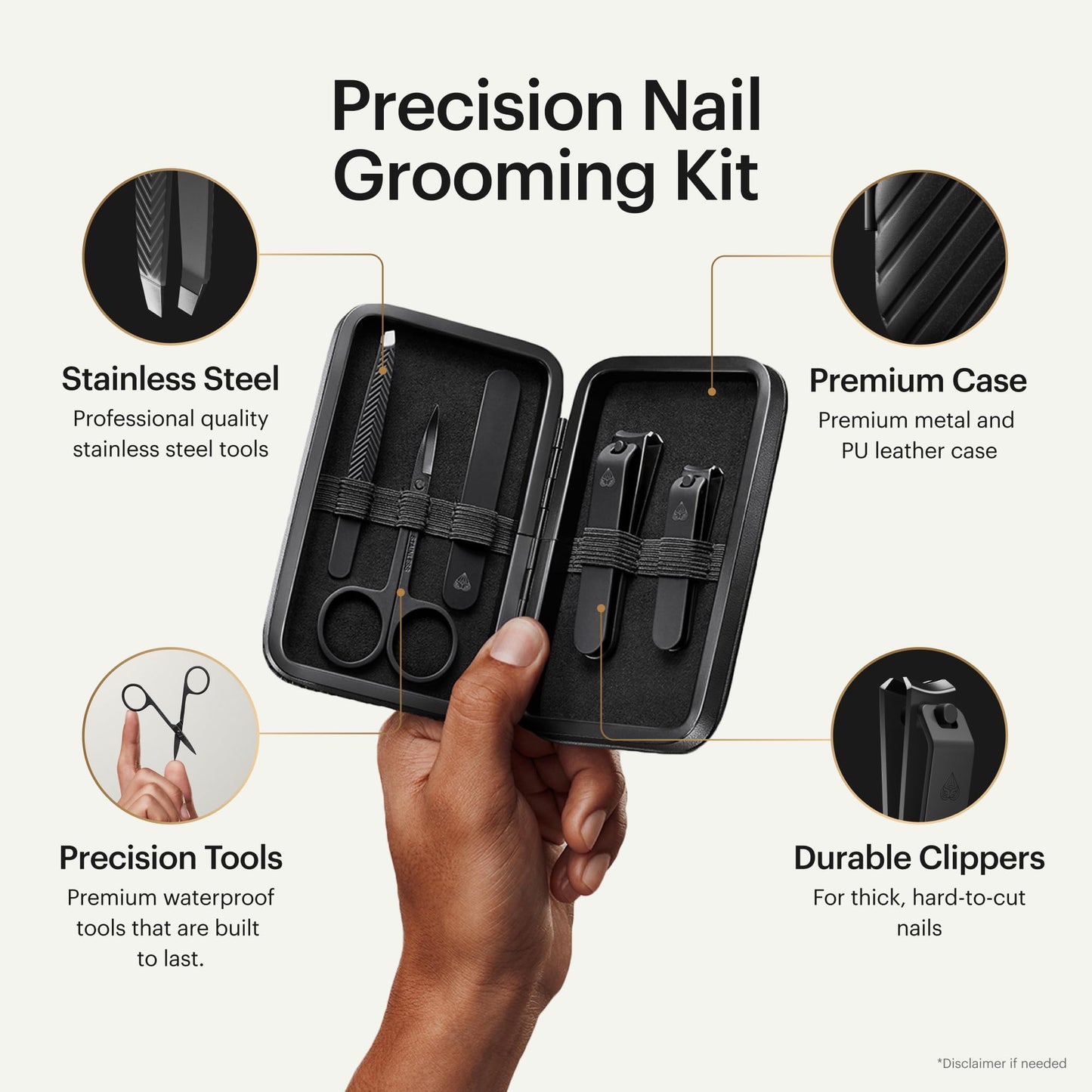 MANSCAPED® Shears 3.0, 5-Piece Precision Men’s Nail Grooming Travel Kit, Stainless Steel Manicure Set with Fingernail & Toenail Clippers, Nail File Beauty and Personal Care MANSCAPED