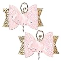 Glitter Ballet Hair Bows with Rhinestones - 2Pcs Dance Hair Clips and Accessories for Girls
