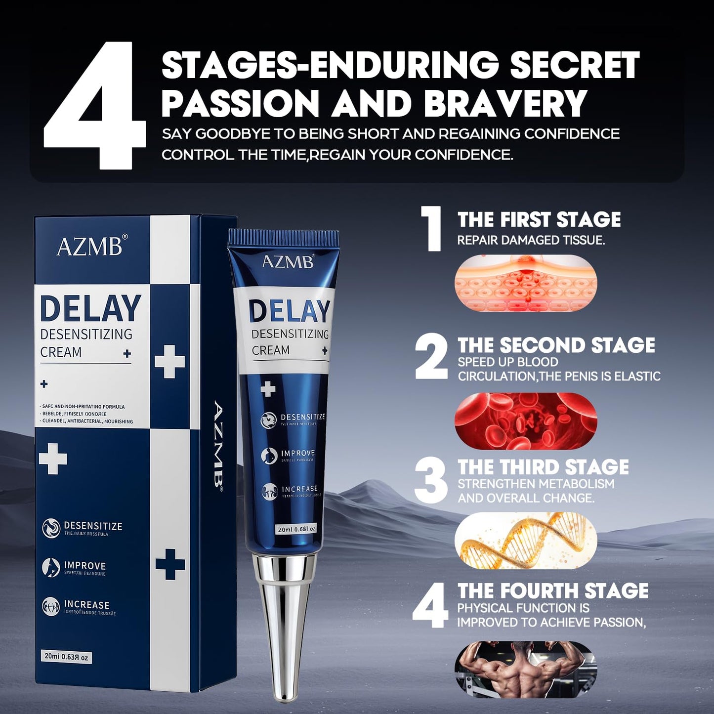 Delay Cream for Men,Increase Length & Girth Moisturizing & Numbing Climax Delay Control Desensitizer to Last Longer in Bed