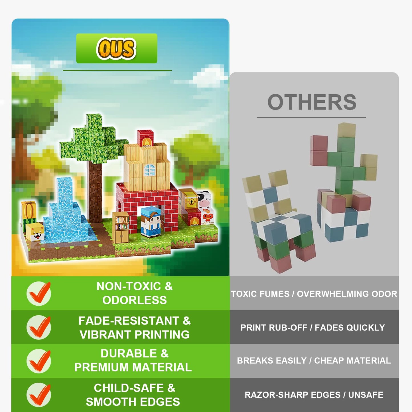 Fitrobust 200pcs Magnetic Building Blocks – STEM Magnet Cubes & Tiles Set for Kids Ages 3-10, Educational Toy, Birthday & Christmas Gift