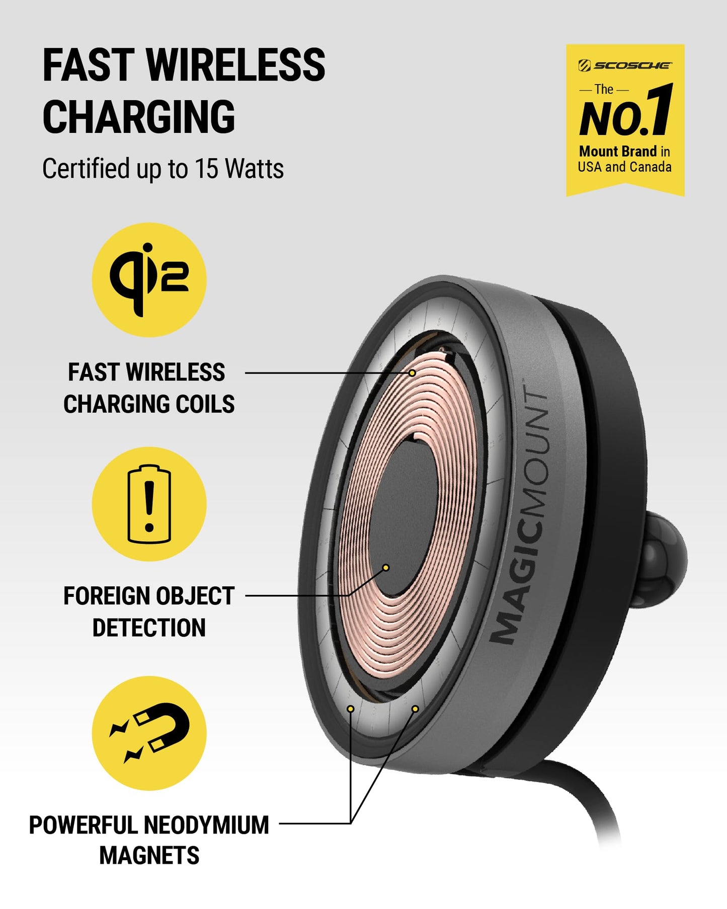 Scosche Qi2 MagSafe Car Mount, 15W Wireless Charging Suction Cup Phone Mount, Magnetic Windshield/Dashboard Cell Phone Holder with Fast USB-C Car…