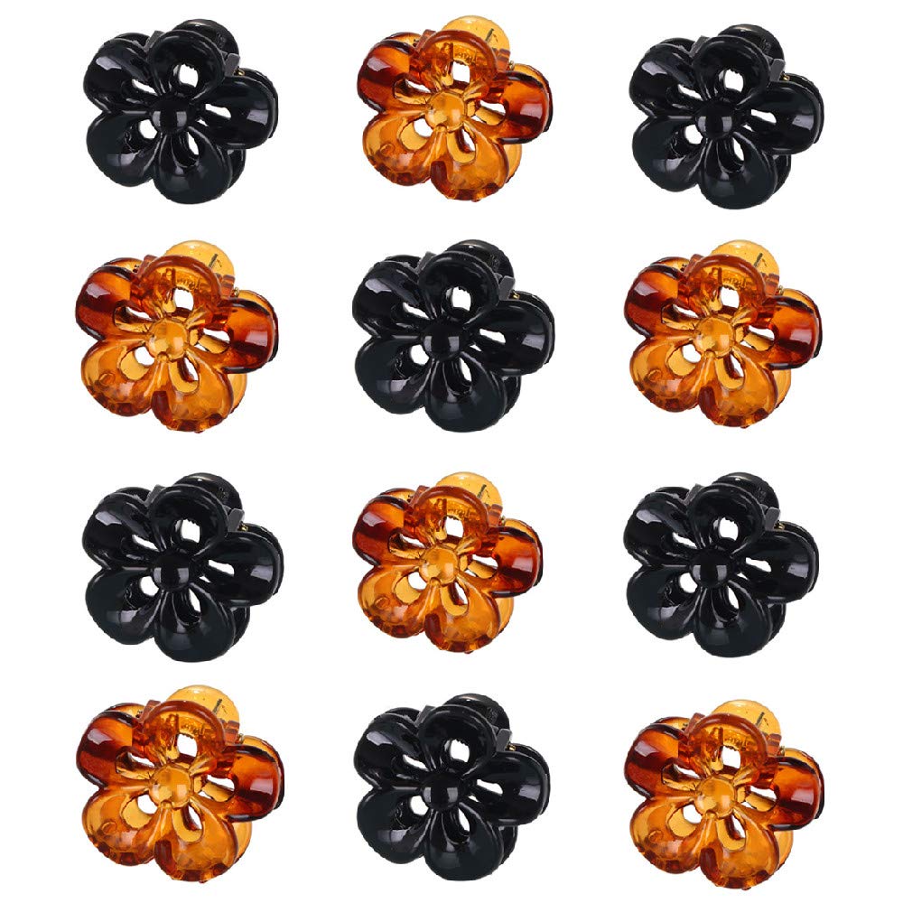 TOPYHL 12PCS Flower Shaped Small Hair Clips Claw Jaw Hair Clips Clamps Non-Slip Hair for Women Girls Hair Accessories