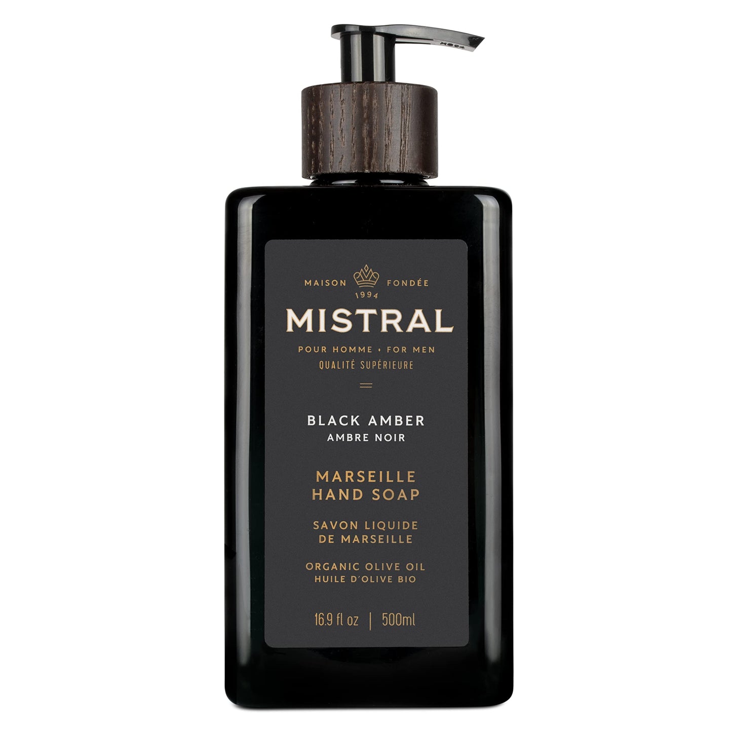 Mistral Black Amber Liquid Hand Soap for Men | Luxury Moisturizing Handsoap with Organic Olive Oil, Glycerin and Coconut Oil | Rich Lather | Beauty & Personal Care Mistral