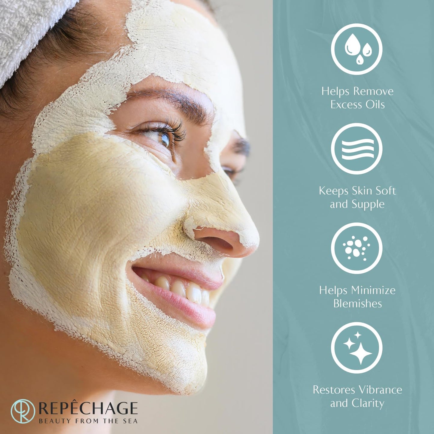 Repechage Sea Mud Mask for Women and Men, 4 fl. oz., Deep Exfoliating Pore Cleanser for Dry, Oily, Blemish Prone Face and Skin, Enhance Brighten