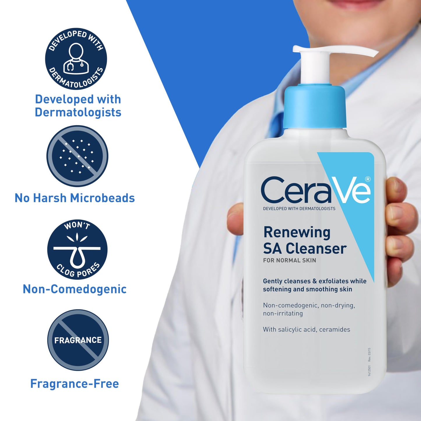 CeraVe, Renewing Salicylic Acid Cleanser, Formulated with Hyaluronic Acid, Niacinamide, and Ceramides, Gentle BHA Exfoliating Face Wash Smooths Beauty and Personal Care CeraVe