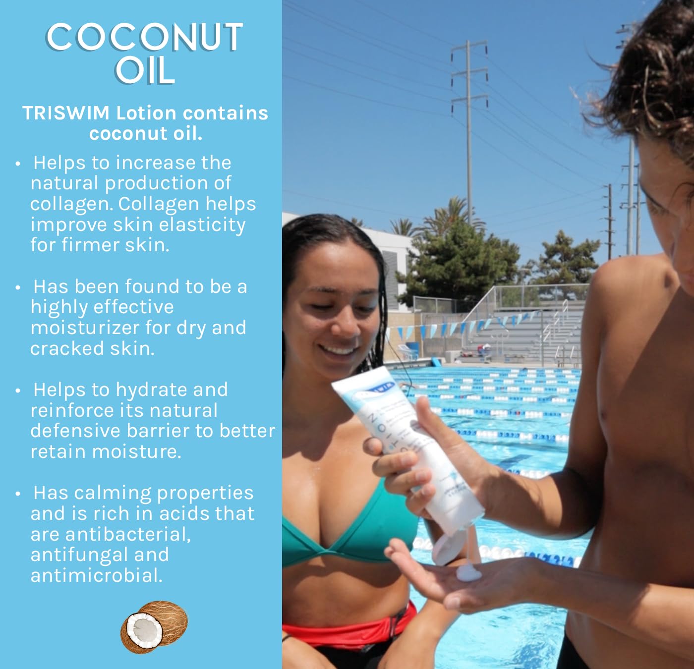 TRISWIM Swim Lotion 8.5oz | After Swim Lotion for Dry & Itchy Skin | Neutralizes Chlorine, Bromine & Saltwater Odors | Hydrates & Soothes with Aloe