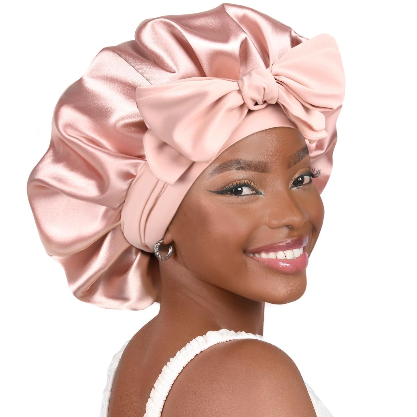 YANIBEST Adjustable Satin Bonnet for Sleeping Women Double Layer Hair Wrap Reduce Friction Prevent Frizz Natural Curly Hair, Blush Pink Beauty and Personal Care YANIBEST