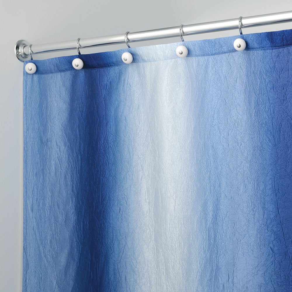 iDesign Ombre Fabric Shower Curtain for Master, Guest, Kids', College Dorm Bathroom, 72" x 72" - Surf Blue