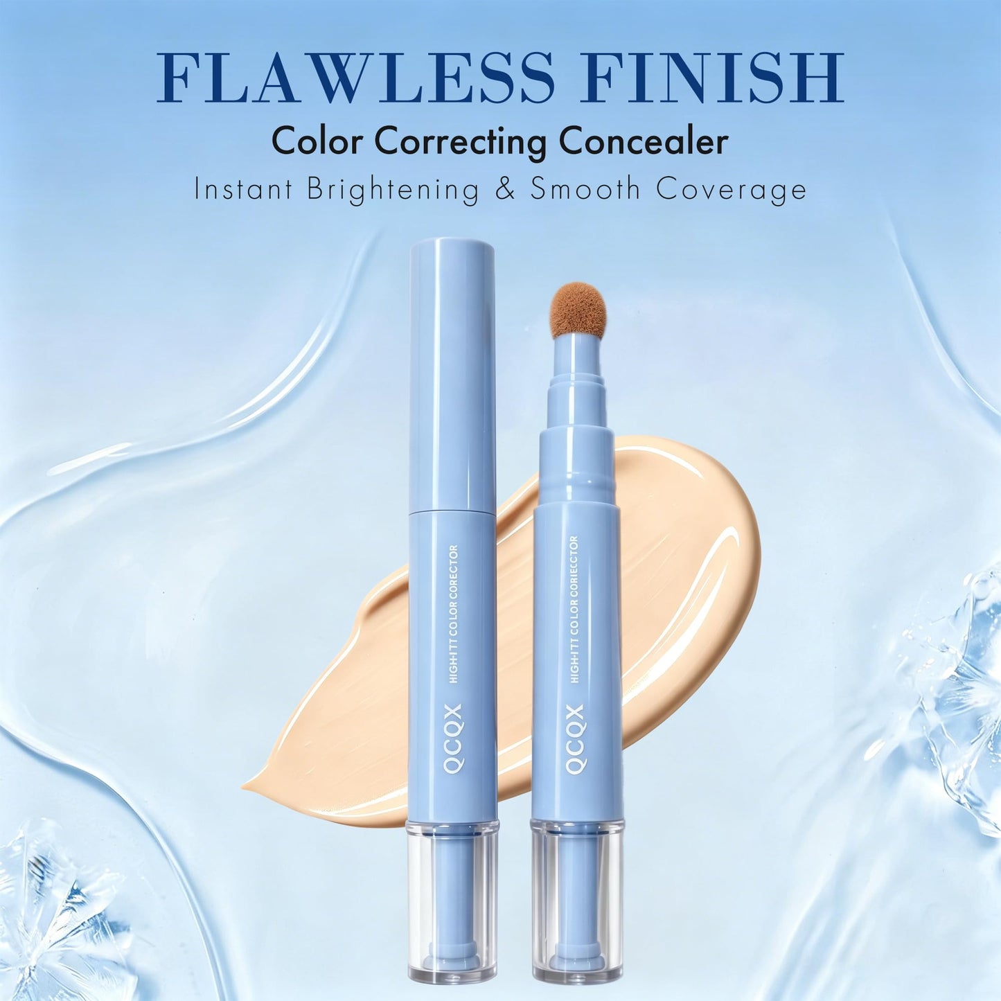 QCQX Dual-effect Concealer Pen & Foundation Eye Concealer - 24-Hour Long-LastingFull Coverage Matte Finish.Healthy Skin Glow Perfector Concealer Pen