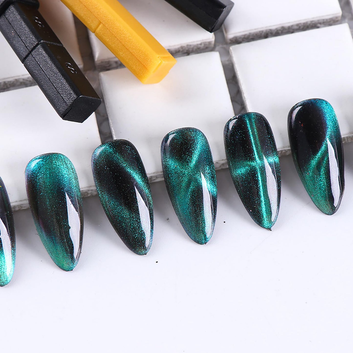 JCAKES 6pcs Cat Eye Magnet Nail Polish Wand - Double-head Magnetic Gel Polish Manicure Tool for Home DIY, Salon, Studio