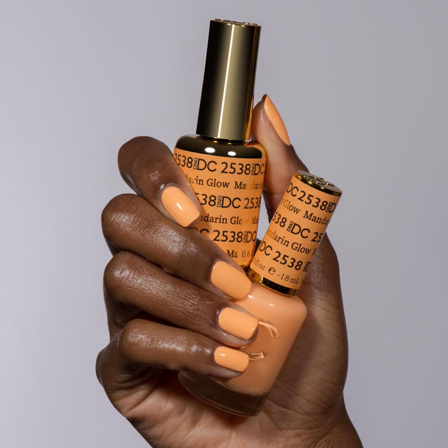 DND DC Gel Polish Set, Free Spirit Collection, UV/LED Gel Polish and Air Dry Nail Lacquer, Matching Chip-Free Polish Duo, 2538 Mandarin Glow, 0.5 Fl