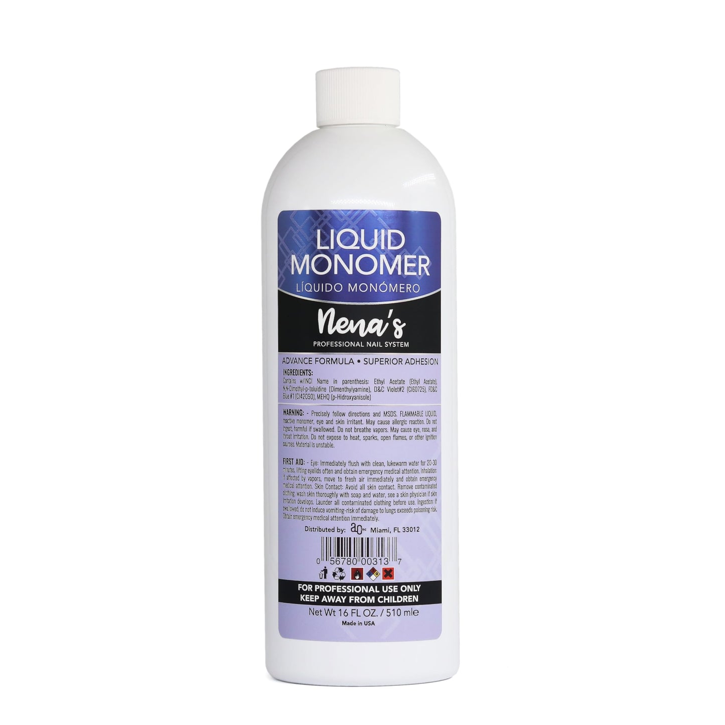 Professional Liquid Monomer by Nena's 16 fl oz, Advanced GlamourShield acrylic formula, no MMA, Non-Yellowing, Quick Dry, Strongest Adhesion, Acrylic Beauty & Personal Care Nena's