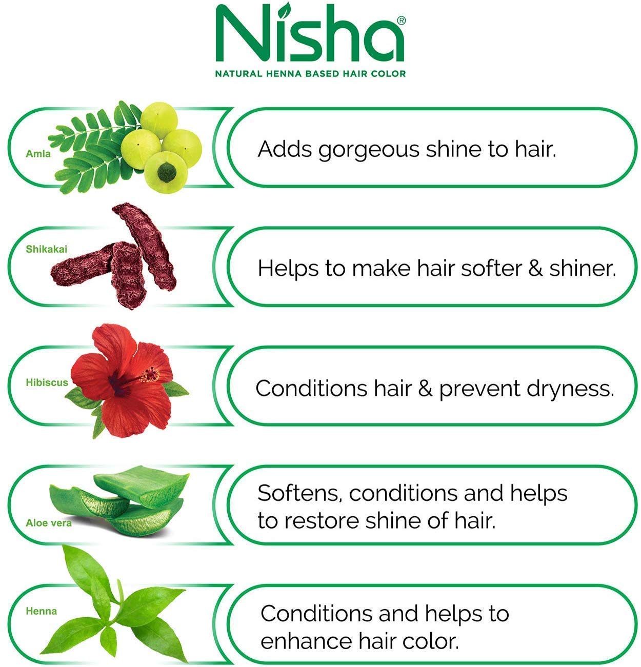 Nisha Natural Henna Based Hair Color (Natural Black) 10GM Pack of 10