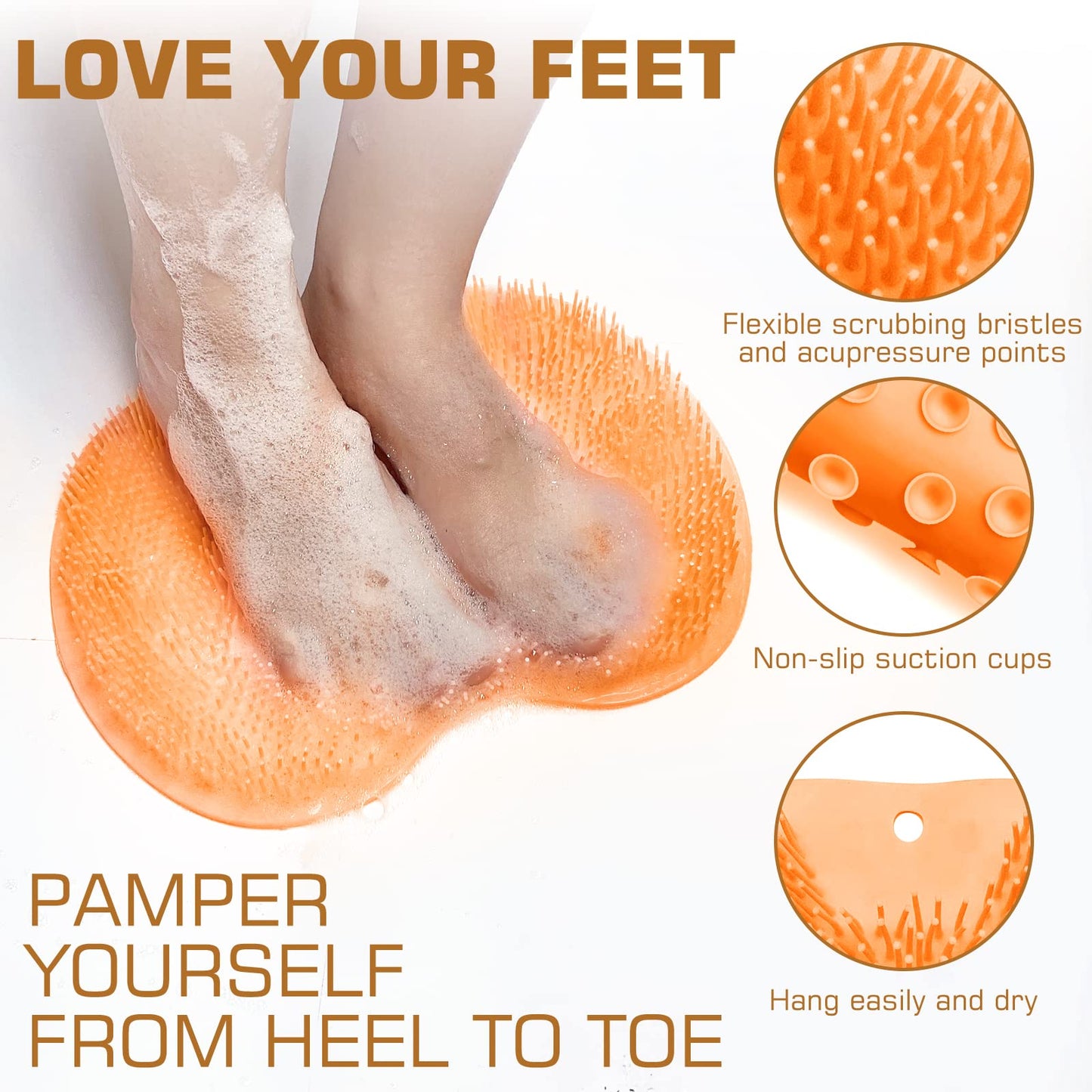 Shower Foot Scrubber Mat Back Washer Back Exfoliating Bath Wash Pad Wall Mounted Slip Suction Cups Foot Scrubber for Use in Shower Cups Foot Cleaner