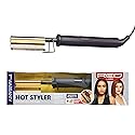 Red by Kiss Hot Comb Hair Straightener 450 Degrees, Curved Electric Heating Comb, Pressing Comb Brush for Straightening Hair and Beard, Curling Iron