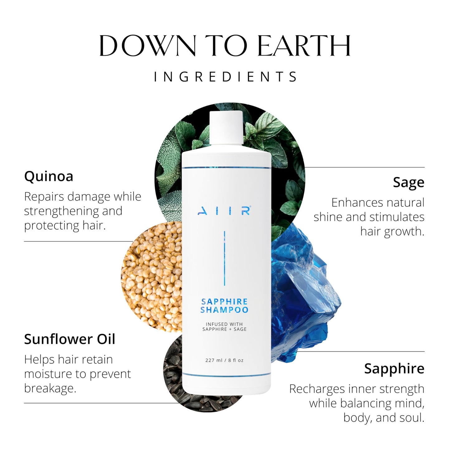 AIIR Sapphire Shampoo and Conditioner - Adding Shine & Softness, Amino Acids Repairs and Strengthens Damaged Hair, Hydrate and Moisturize Dry Brittle