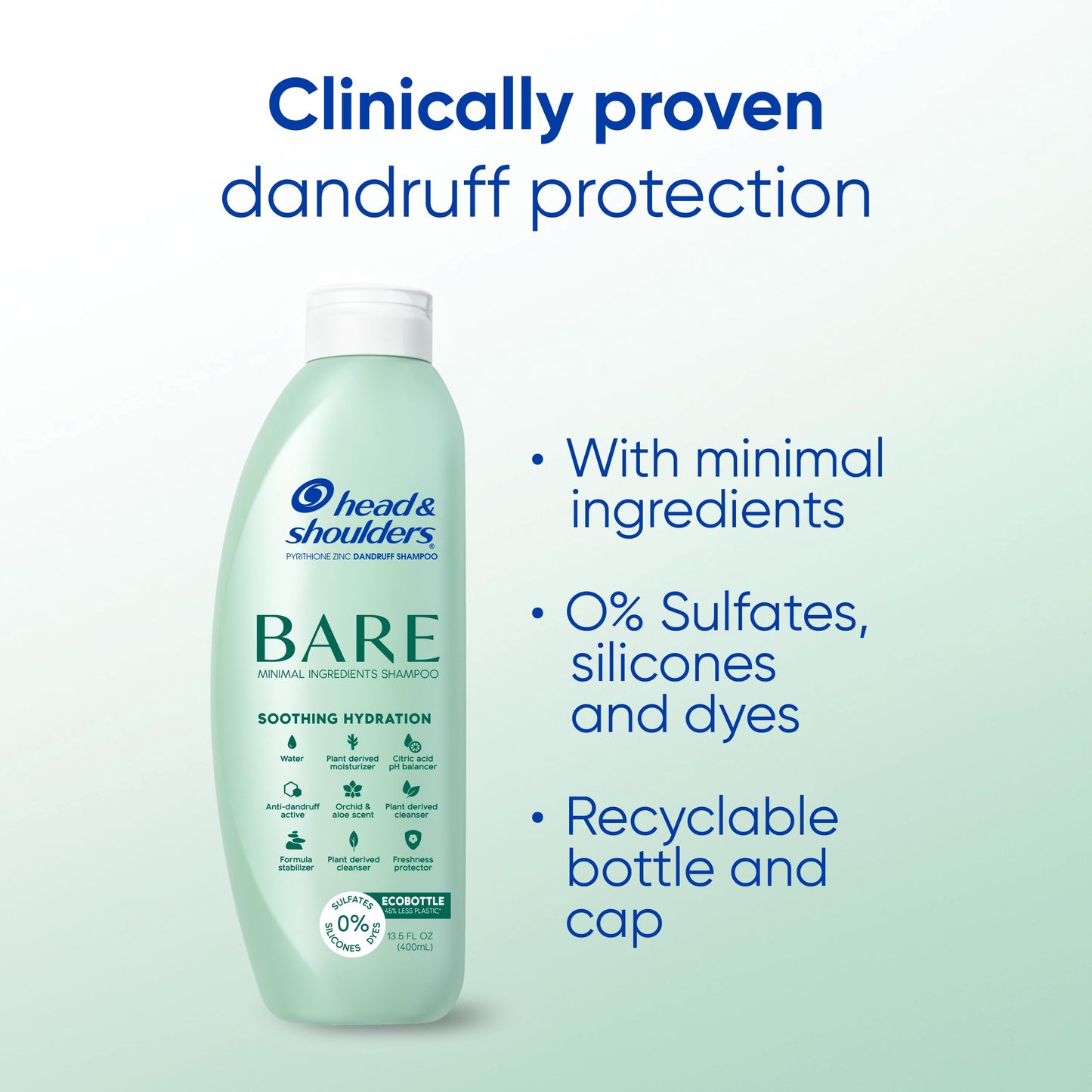 Head & Shoulders Anti-Dandruff Shampoo, BARE Soothing Hydration Twin Pack, 1% Pyrithione Zinc, Dry Scalp Relief, Free of Sulfates, Silicones, Dyes Beauty and Personal Care Head & Shoulders