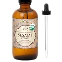 US Organic Sesame Seed Oil, USDA Certified Organic, Untoasted, Unrefined Virgin, 100% Pure & Natural, Cold Pressed, in Amber Glass Bottle w/Glass Eye