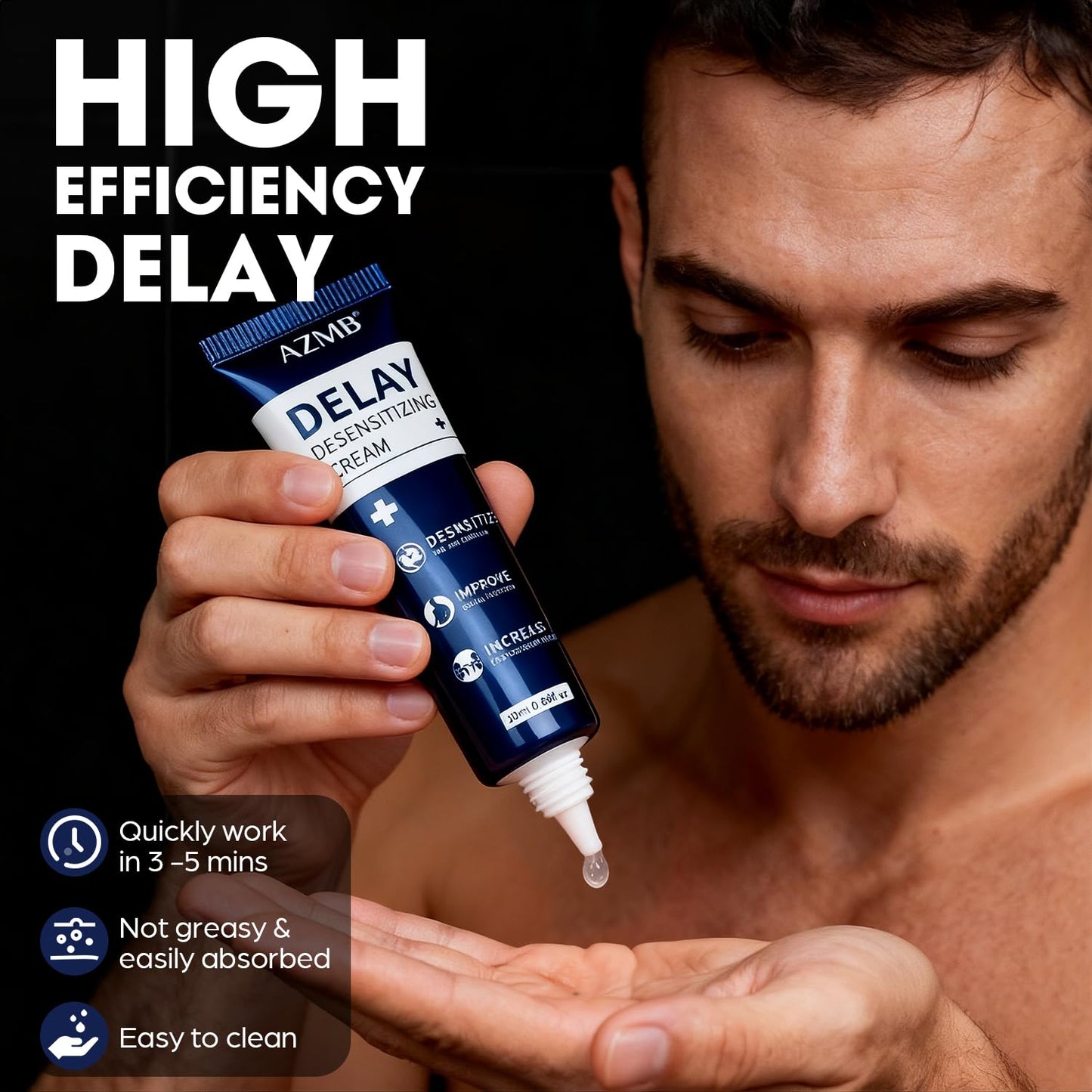Delay Cream for Men,Increase Length & Girth Moisturizing & Numbing Climax Delay Control Desensitizer to Last Longer in Bed