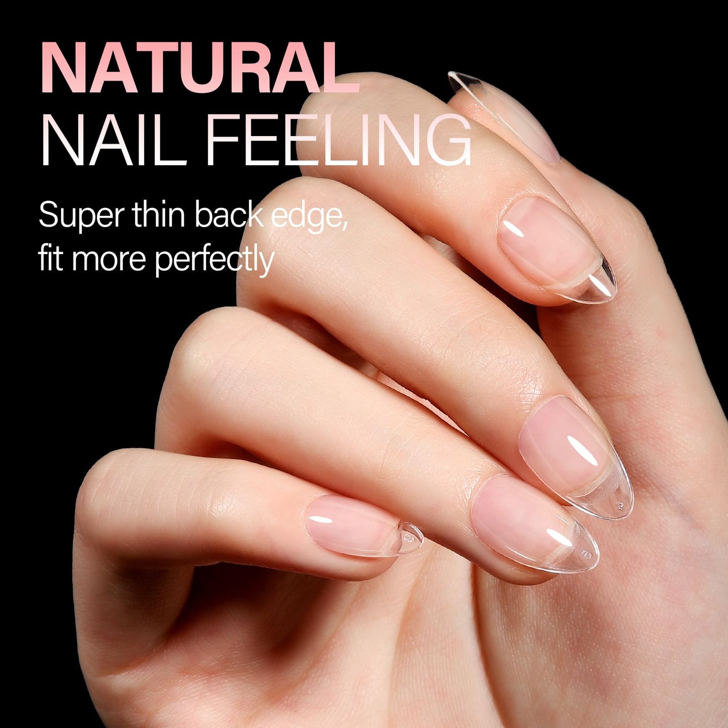 AILLSA Short Almond Nail Tips Pre-Shaped Acrylic Nail Tips Half Matte Full Cover Nails Tips Clear Gelly Press on False Tip Nail for Extension Nail Beauty and Personal Care AILLSA