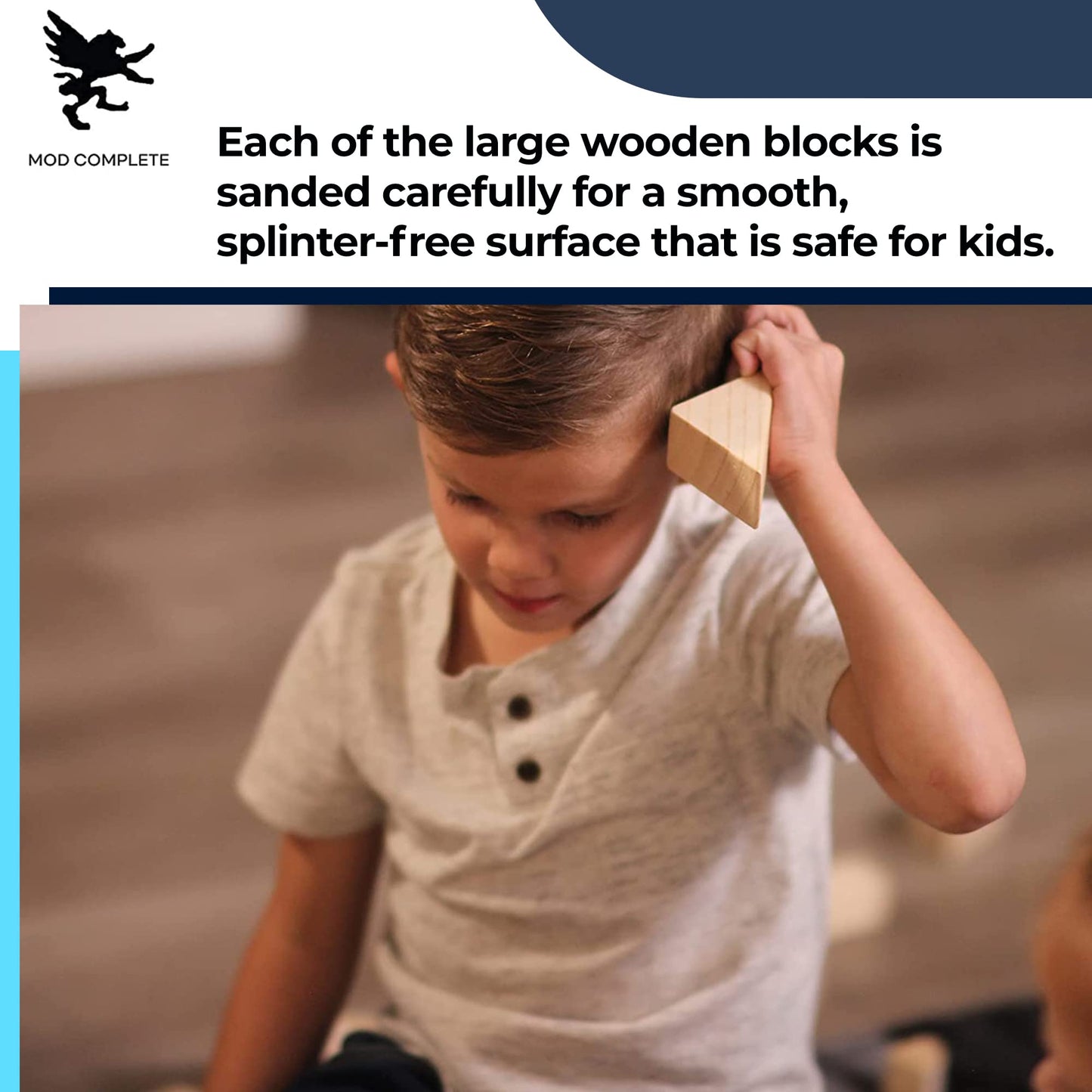 Standard Unit Wooden Building Blocks 64pcs with Storage Tray – Classic Sanded Wood STEM/STEAM Toys for Toddlers, Kids & Classrooms