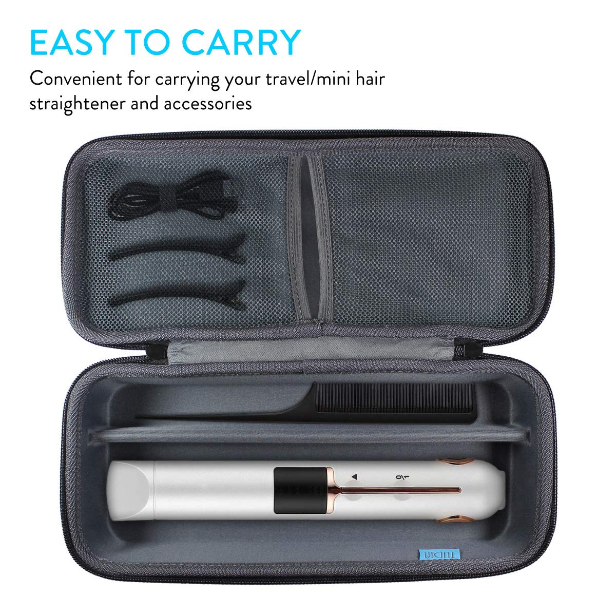 TUDIA EVA Empty Travel EVA Case Compatible with Remington Shine Therapy 1, ANNLARY, Conair Double Ceramic Flat Iron, L'ANGE Mini Travel Size Hair